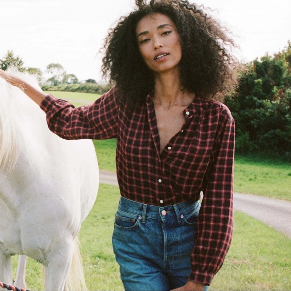 Plaid Button-Up Women's Top